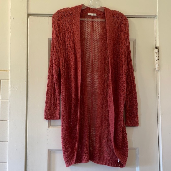 Maurices Sweaters - Maurices Pink Long Lace Cardigan!